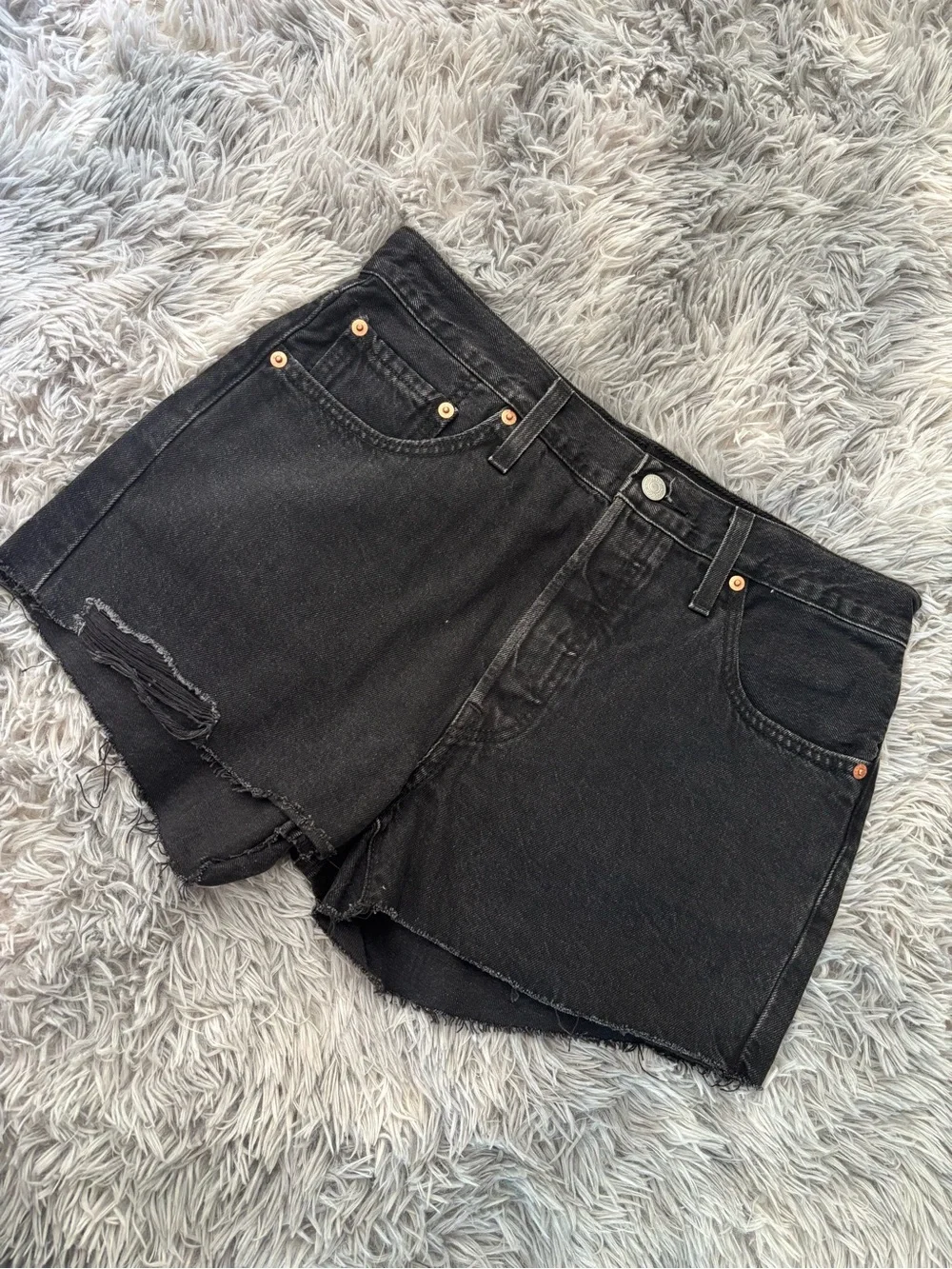 Levi's Black Denim Cutoff Mini Skirt